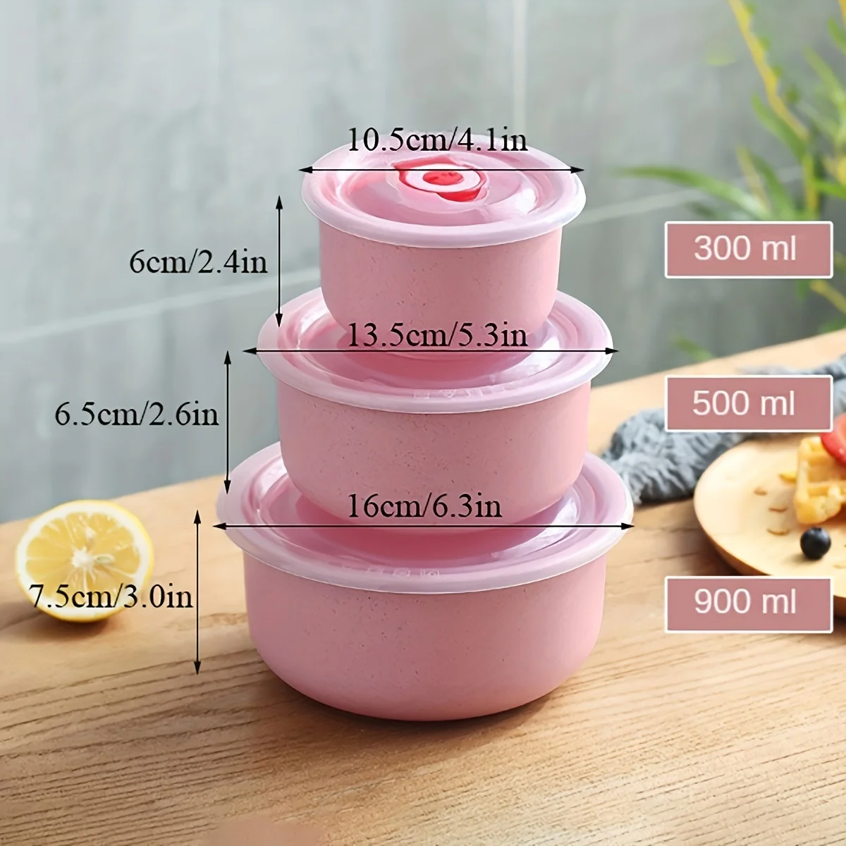 3pcs/set Straw Fresh Bowls, Vegetable & Fruit Cooler, Dry Food Organizer, Microwaveable Round Bento Boxes, Suitable For Schools,