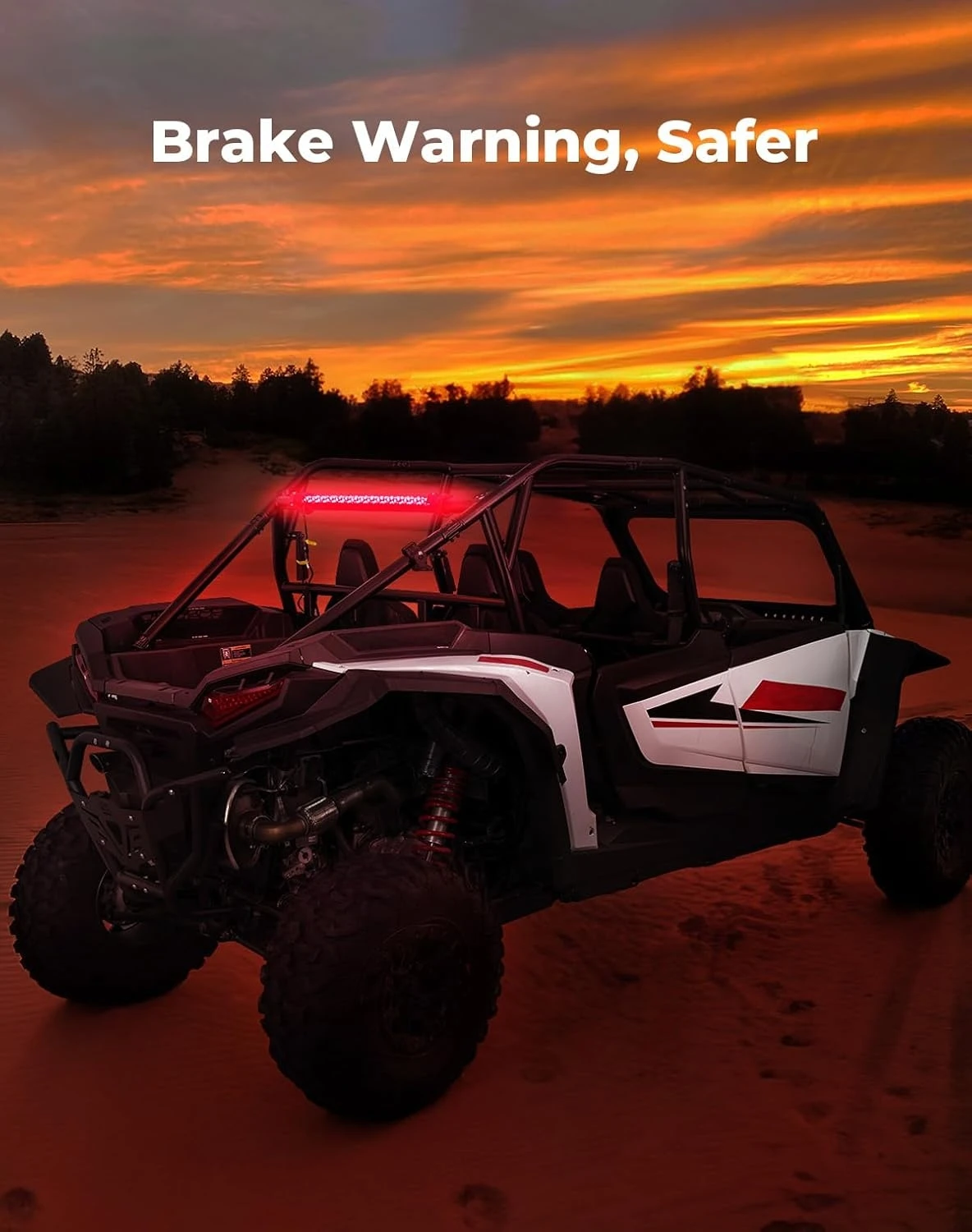 UTV 30inch Rear Chase LED Light Bar Brake Turn Signal Strobe Light for 1.5”-2” Roll Cage APP Remote Control For Polaris Can am