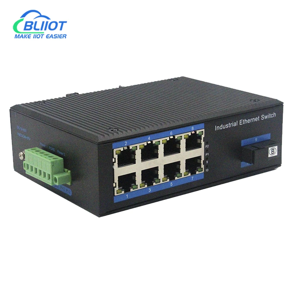 BLiiot POE Network switch Industrial Switches 8xRJ45 for ip camera 100/1000 BaseTX  SFP SC ST FC