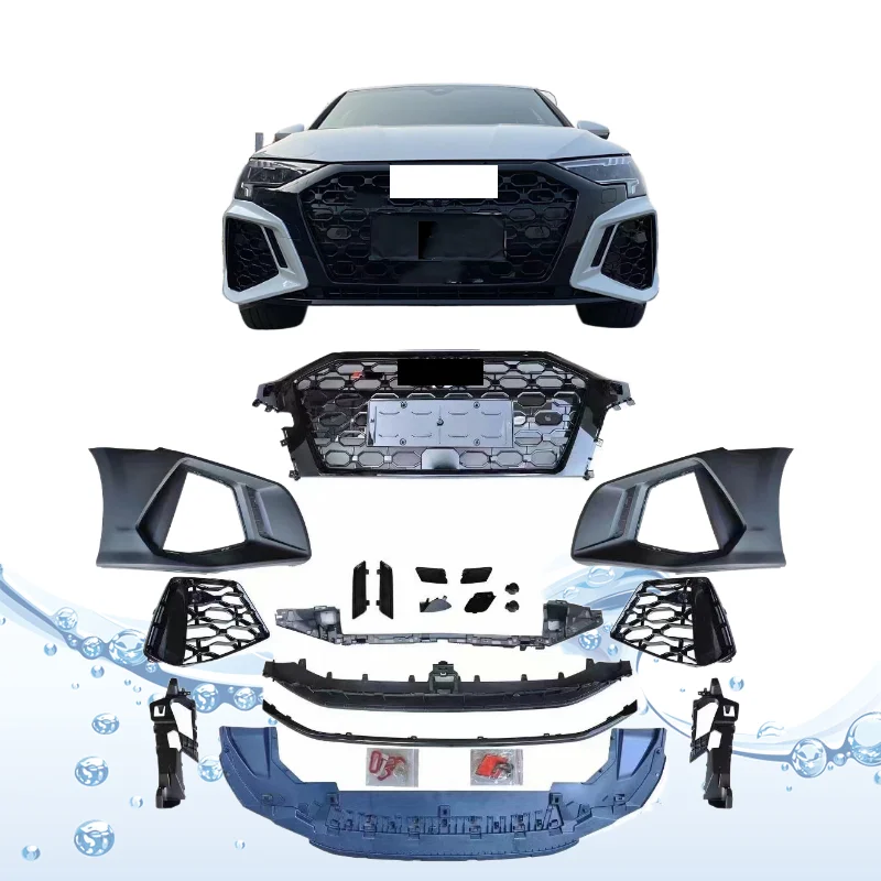 

Car Body kit Front bumper surround rear lip tail throat grille grill cover frame for Audi A3 21-23 modified RS3