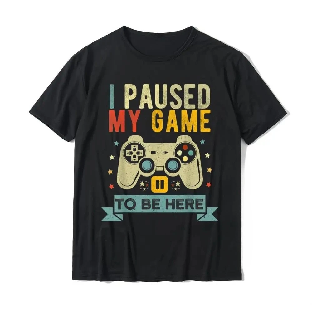 Gran oferta, pausa mi juego para estar aquí, divertido videojuego, camiseta de broma de Humor, regalo, Camiseta de algodón para hombre, camiseta bonita loca
