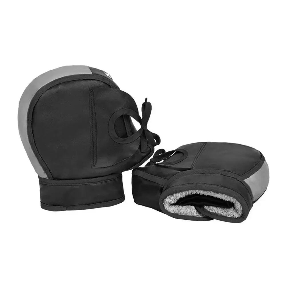 Winter-Motorrad-Lenkerhandschuhe, wasserdicht, mit dicker Fleece-Fütterung, reflektierende, warme Handschuhe für E-Bike-Fahrten. – Detail 1