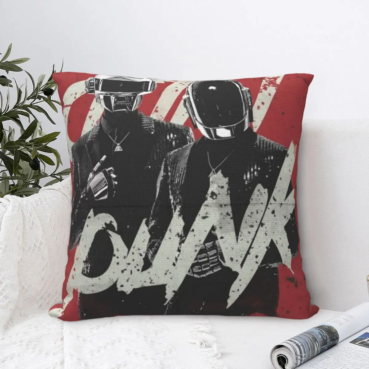 Daft Punk Electronic Music Pillowcase Merch Printed Fabric Cushion Cover Decorative Pillow Case Cover Home Square Multiple Sizes