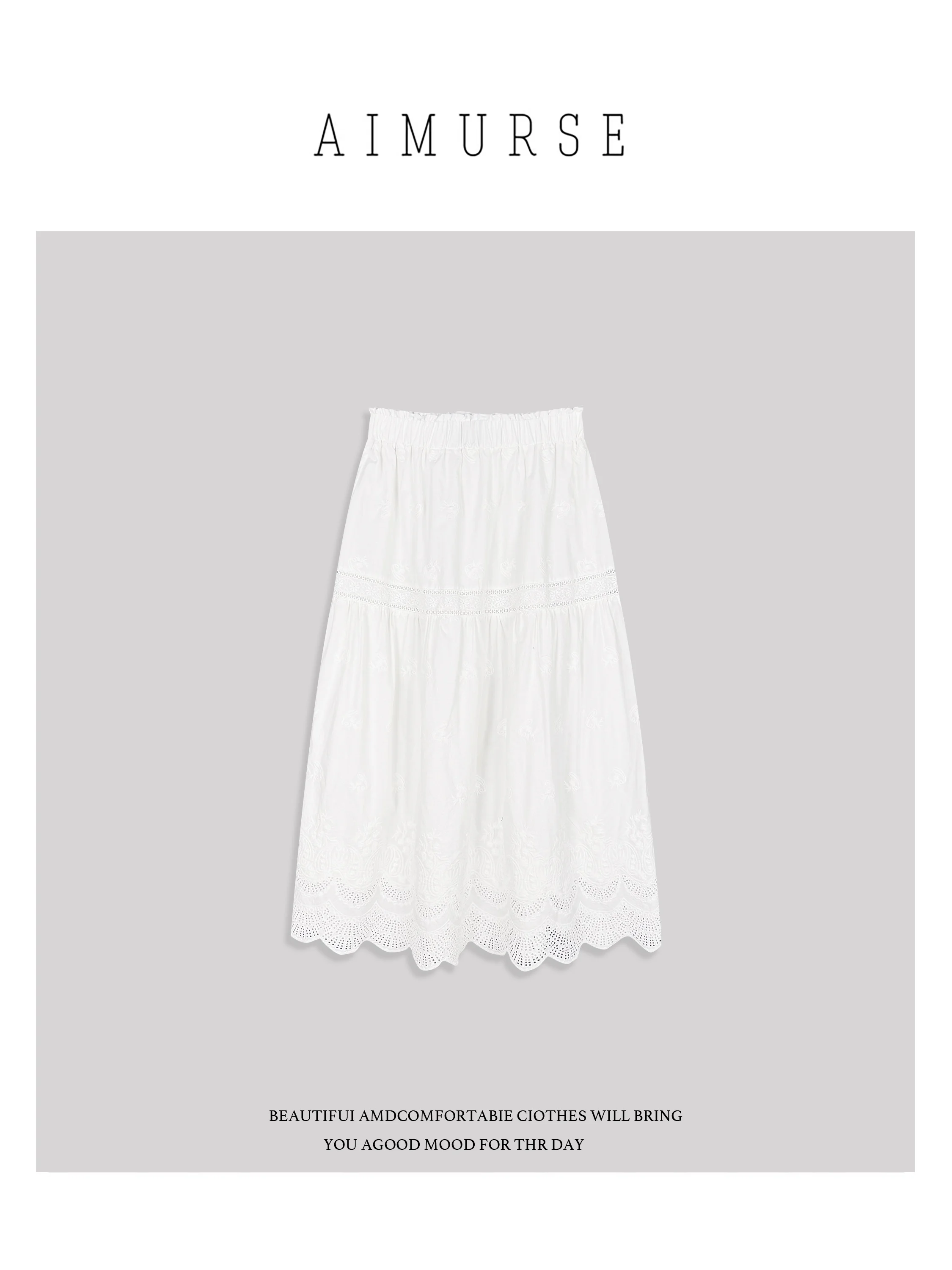 

AIMURSE Pure Cotton Gentle Style Versatile Half Skirt Fashionable Spring Summer Aimurse AM80297 Women's Midi Skirt Cotton