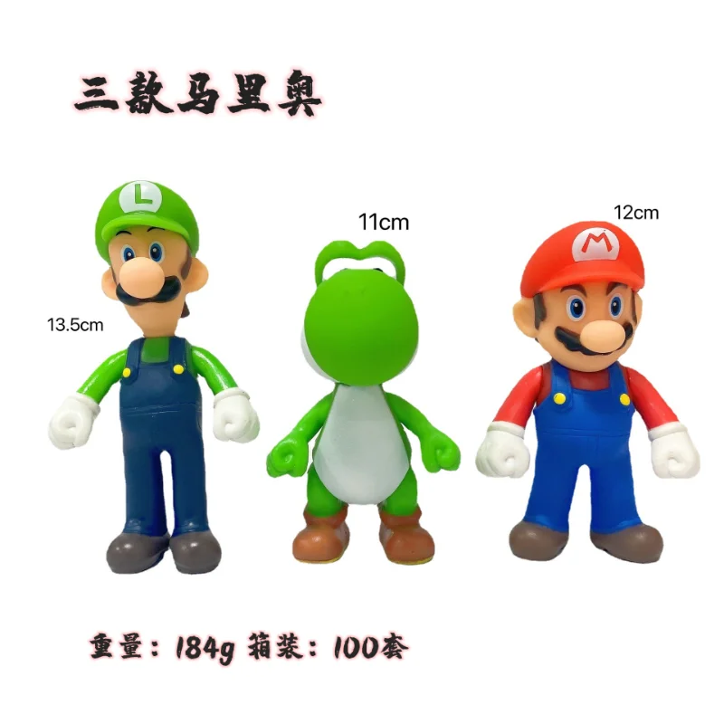 

3Pcs Super Mario Bros PVC Action Figure Toys Dolls 4.4inch Mario Luigi Yoshi Model Set for Kids Birthday Gifts