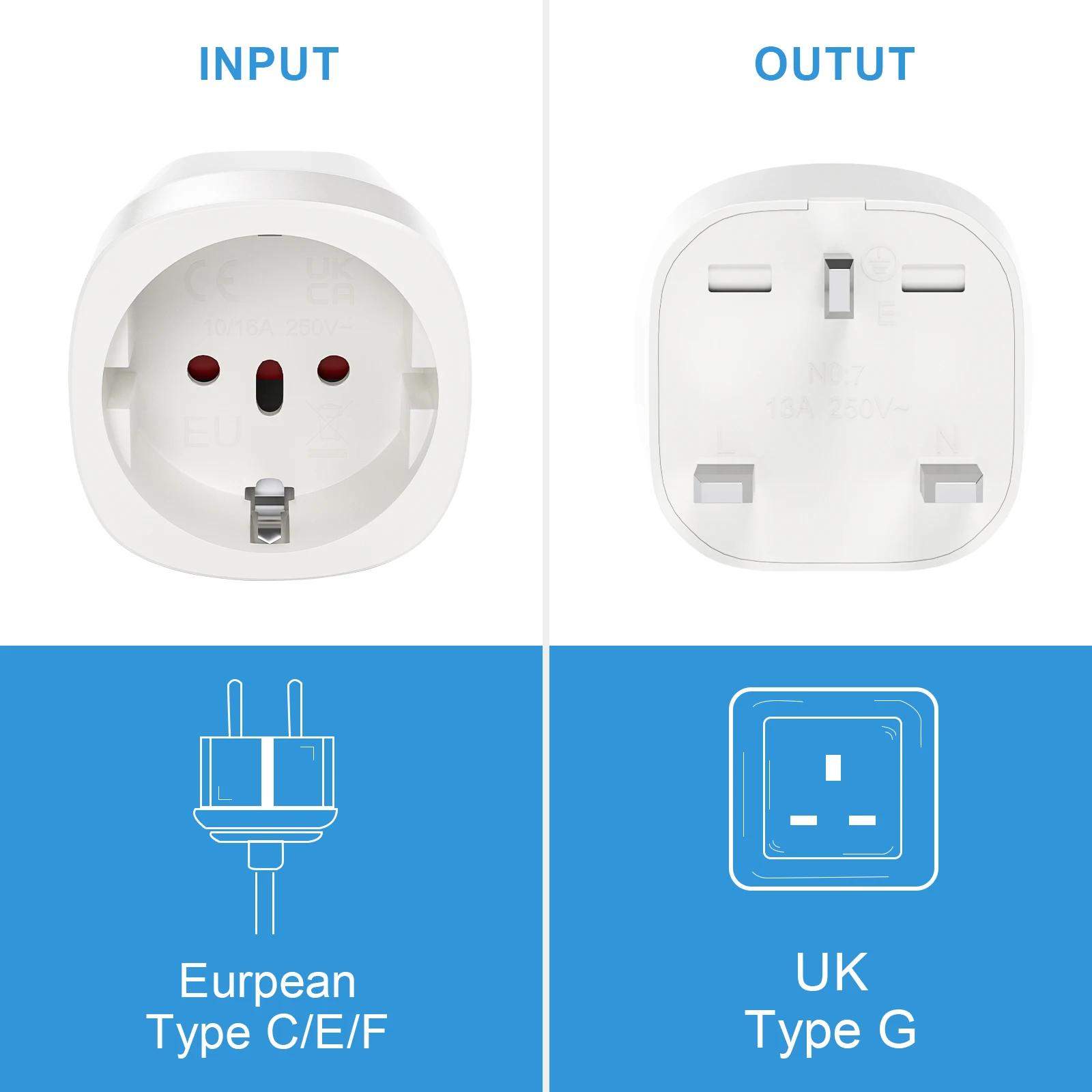 2 قطعة الاتحاد الأوروبي إلى المملكة المتحدة محول القابس إنجلترا السفر المكونات الأوروبية إلى المملكة المتحدة محول الطاقة محول مقبس الحائط لإنجلترا وأيرلندا والمملكة المتحدة #6