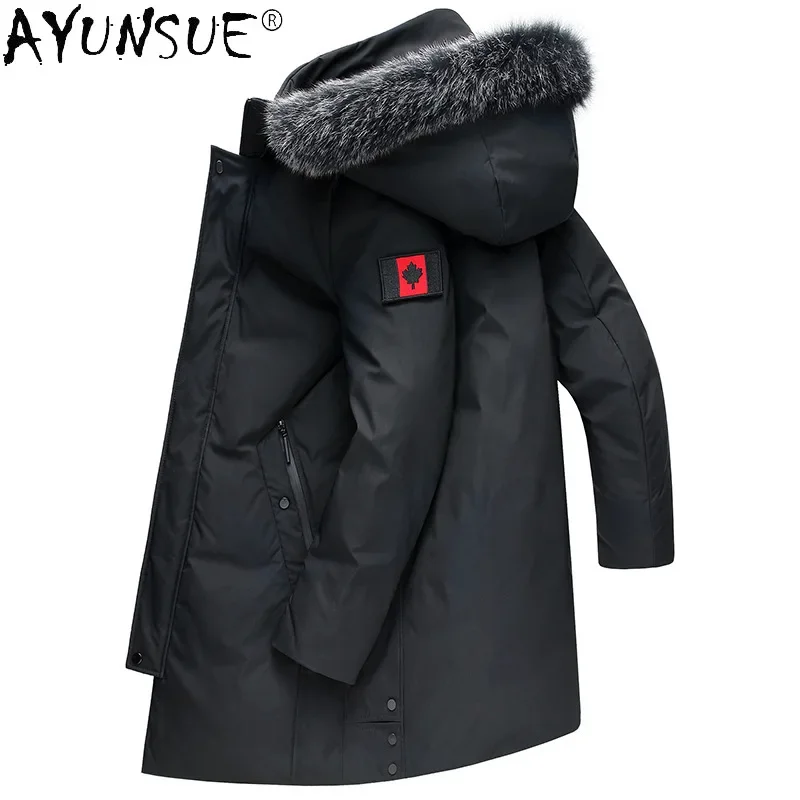 AYUNSUE Winter Down Jacket 2020 Men\'s Jackets 5XL Clothes Real Fox Fur Collar Coat Hooded Padded Jacket Male Ropa Hombre LXR466