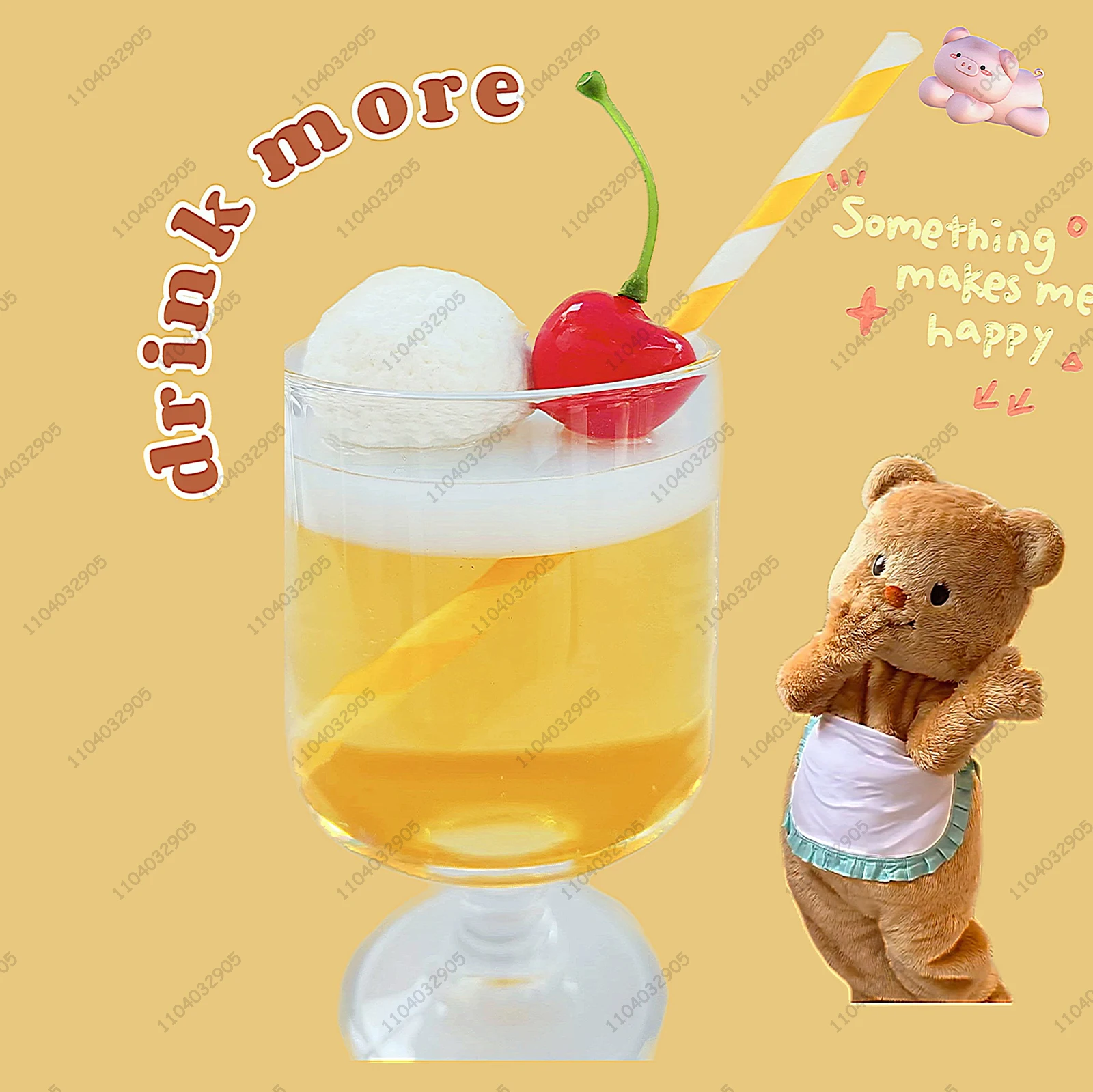 Tazza per bevande allo soda arancione, mandarino, soda, ciliegia, gelato, tazza di vetro, ornamento da scrivania artigianale fatto a mano, decorazione della stanza delle ragazze, regalo creativo