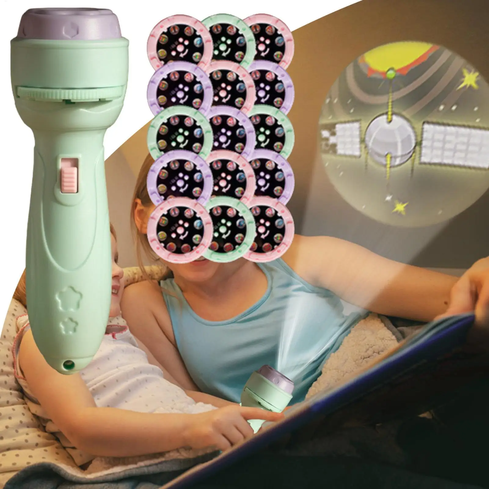 120 Patterns Projection Flashlight Early Education Puzzle Development Toy Cartoon Projector Torch Baby Toy Children Enlightenmen