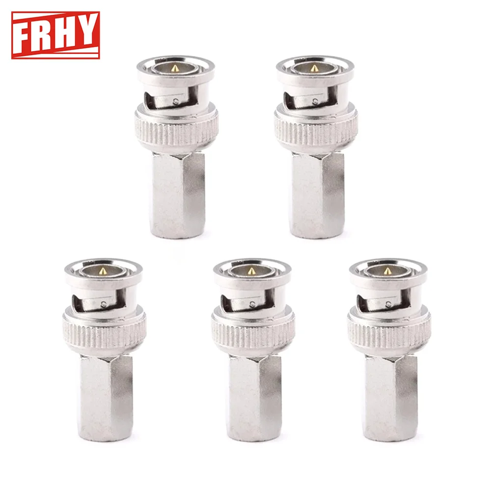 5PCS RG6 BNC Male Screw-On Connector | Twist-On Coax End Plug for CCTV SDI HD-SDI Camera | No Solder Needed