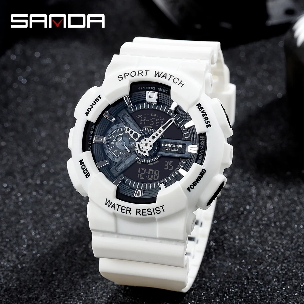 Sanda Men\'s Brand Luxury Military Led Digital Electron Quartz Watch Men Sports Waterproof Multifunctional Dual Movement Clocks