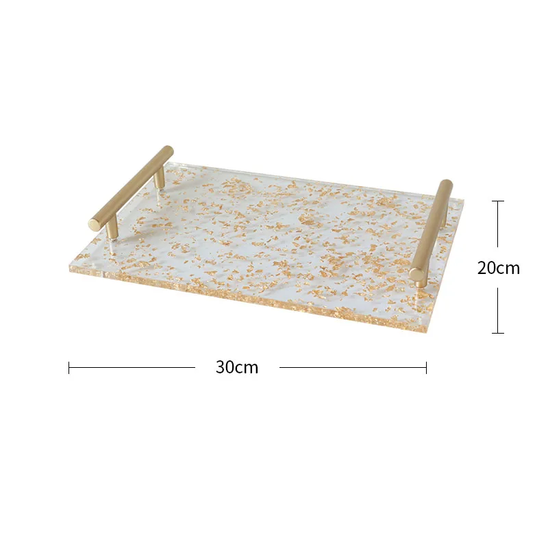 European Modern  Acrylic Gold Foil Trays Decorative Creativity Wedding Dessert Stand Ornaments Afternoon Tea Snack Display Tray