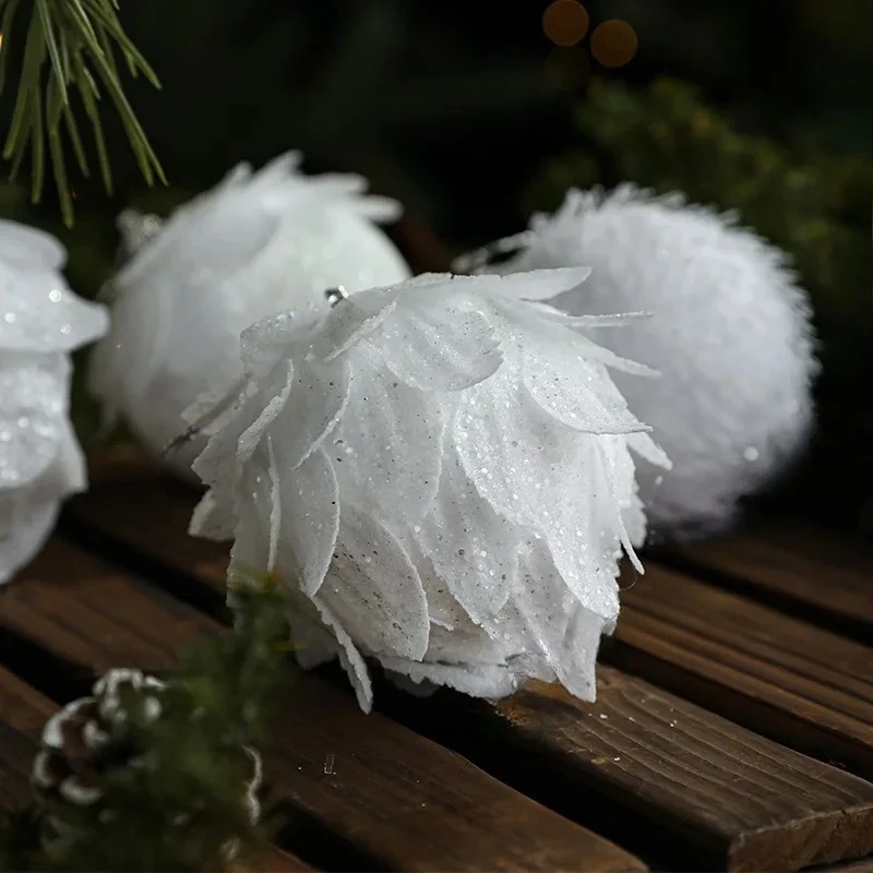 

Foam Christmas Ball White Petal Decoration Sticking Pink Christmas Tree Hanging Parts Atmosphere design Decoration Accessories