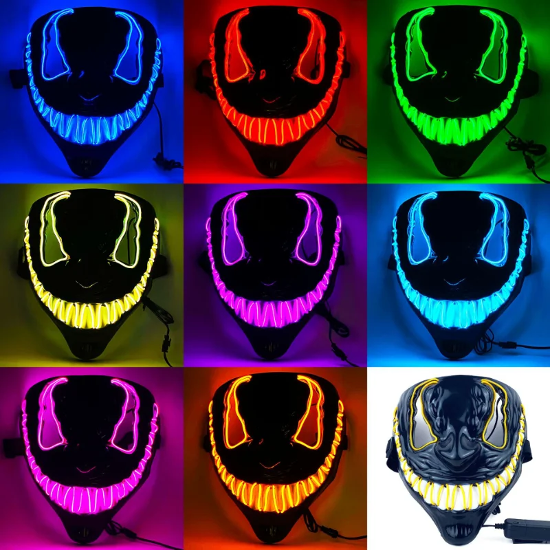 Halloween Neon Venom 2 Glowing Mask European and American Movies Horror Funny Full Face LED Mask Color Cosplay Costume Supplies