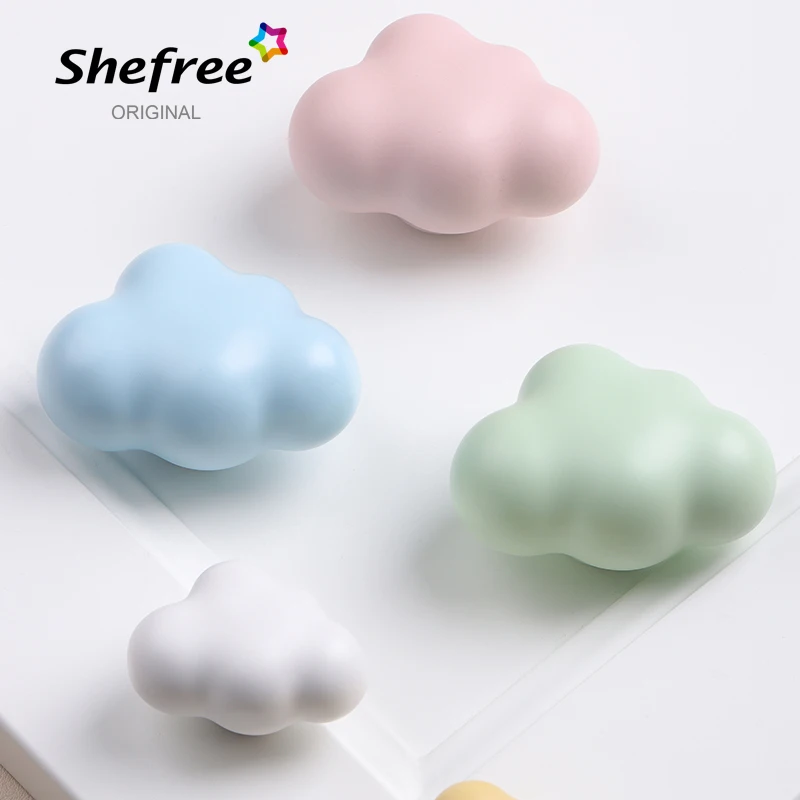 Ceramic Furniture Handles Cloud Macaron Children's cabinet knobs Wall Shoe Clothes Knobs and handles for drawers Cabinet Pulls