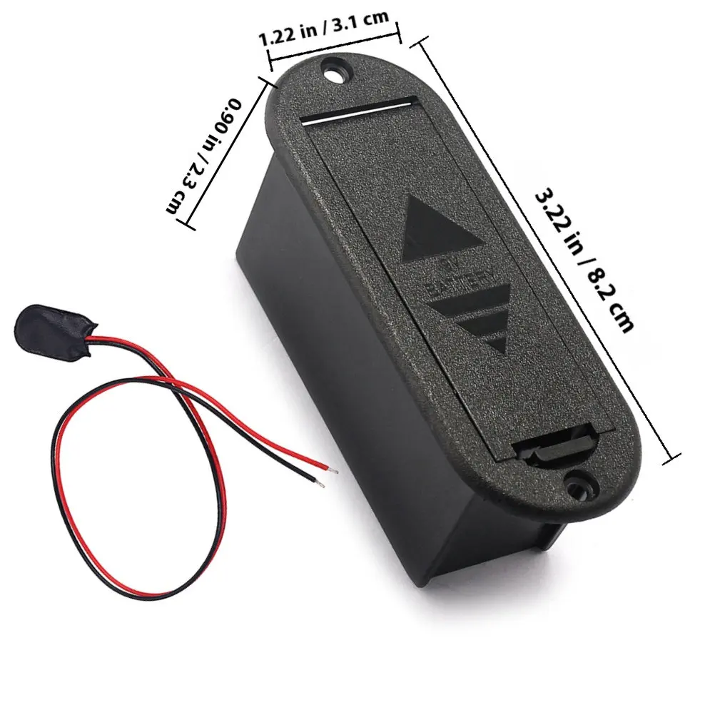 9V Black Battery Holder Case with Cable for Active Pickup Electric Guitar and Bass Replacement Part