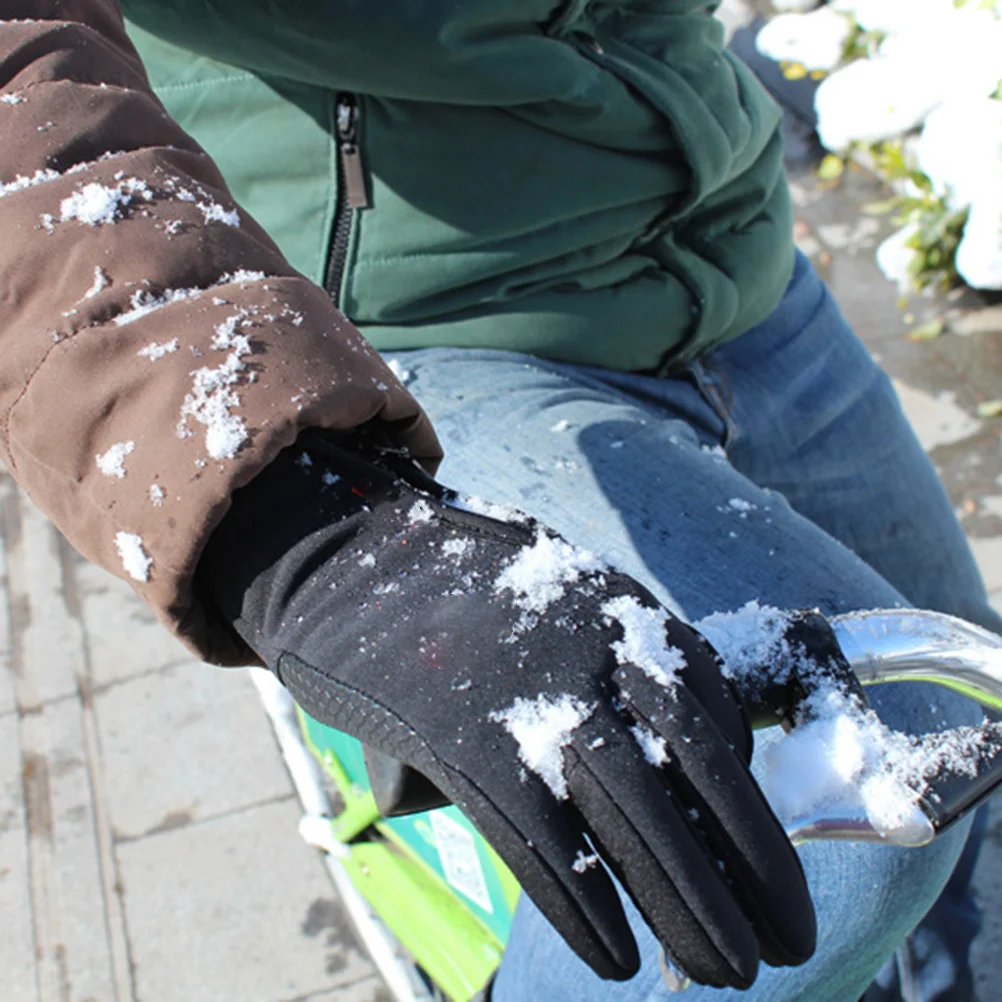 

Warm Touchscreen Gloves for Cold Weather Windproof Riding Gloves with Touch Capability and Portable Chain for Backpack Use Black