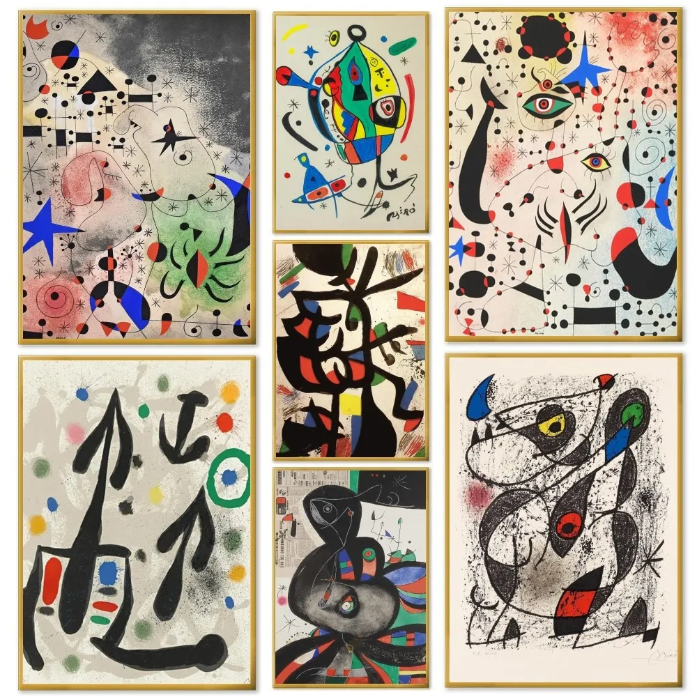 

Joan Miro Modern Surrealism Art Poster Self-adhesive Art Waterproof Paper Sticker Coffee House Bar Room Wall Decor