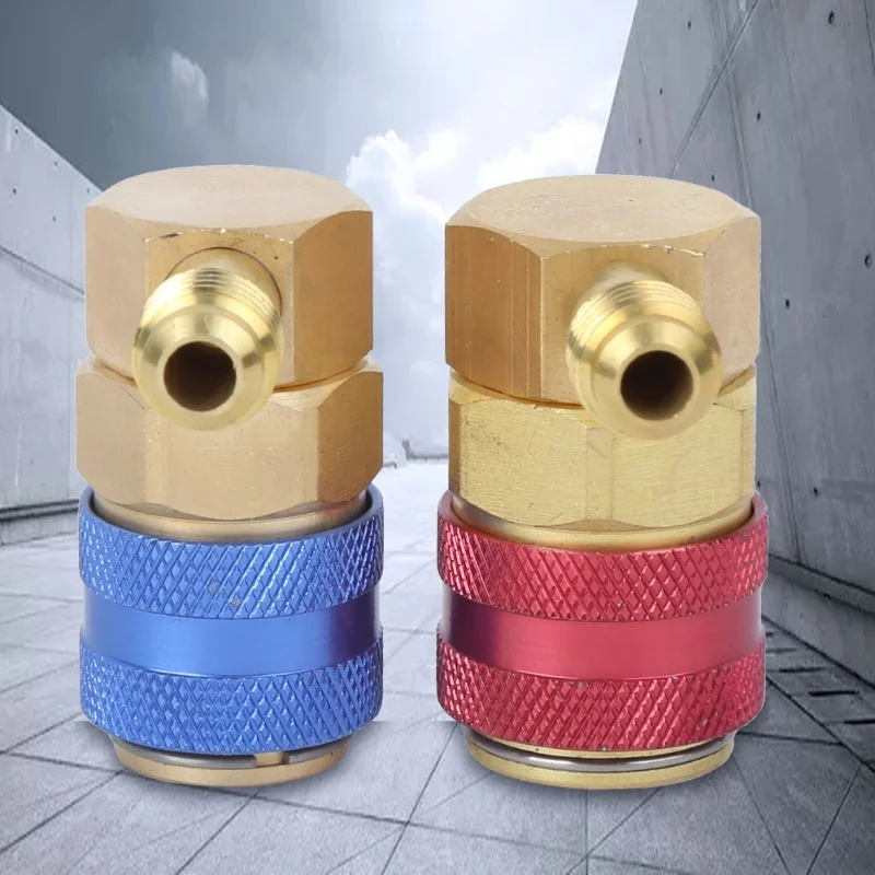 Air Conditioning R134A Quick Coupler 90 Degree Connector Adapter Accessories Not Adjustable