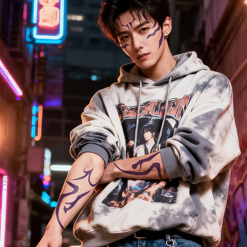 K-Pop شيطان الصيادين الوشم المؤقت الجسم ملصق رومي كانغ تأثيري الشيطان الأولاد شيطان ملصق لهدايا حفلة الهالوين