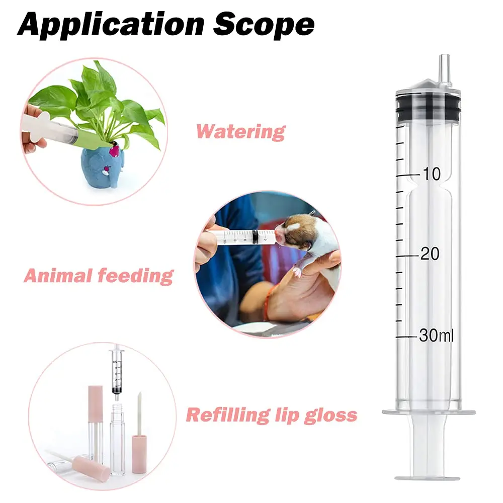 1ml-100ml Plastic Luer Lock Syringes Hydroponic Measure Perfume Rinse Disposable Sampler Injector For Feed Small Cat Dog Tree