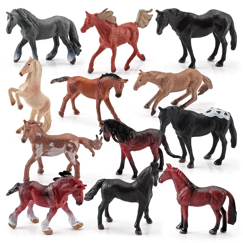 12 stile simulazione animale selvatico giocattolo plastica azione PVC modello cavallo bambino figura collezione bambola giocattolo per bambini giocattoli educativi