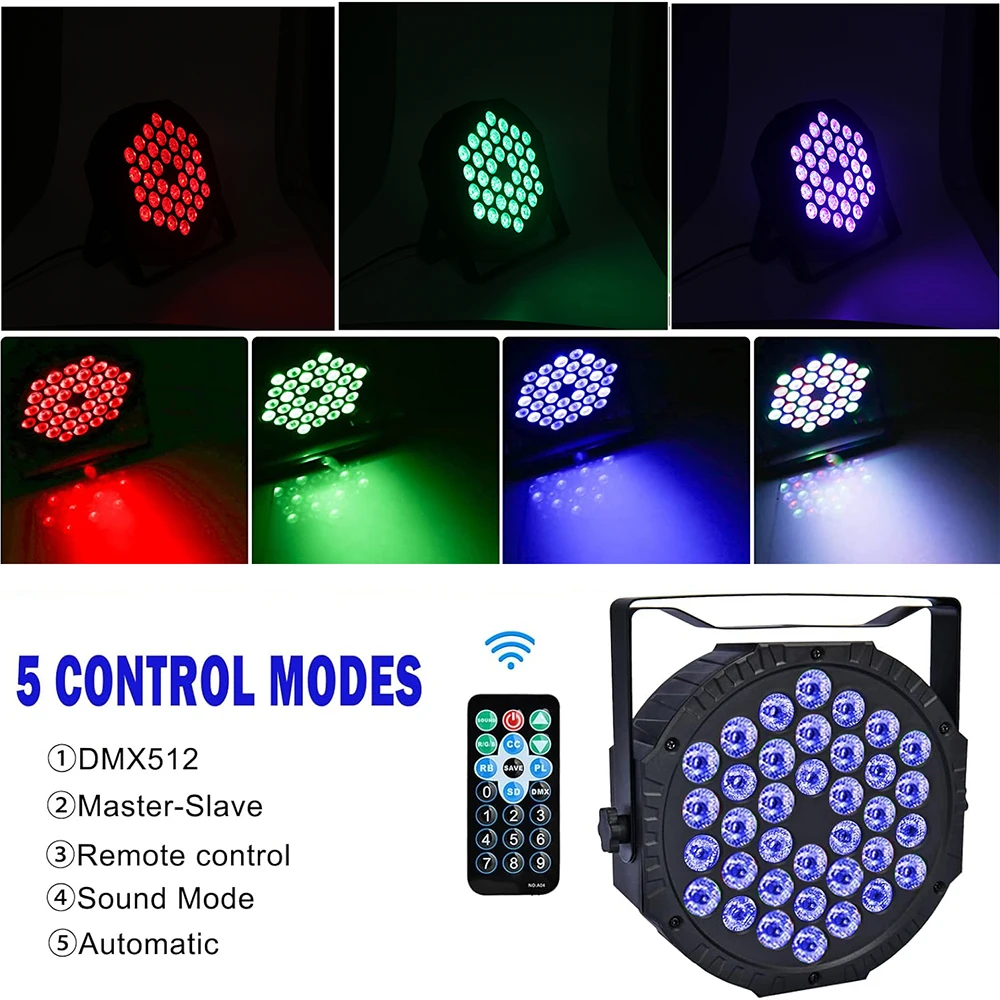 4 Uds 36 LED etapa a todo Color plano Par efecto de iluminación RGB 3 en 1 DMX 512 DJ Fiesta Disco vacaciones Navidad Club boda espectáculo luces