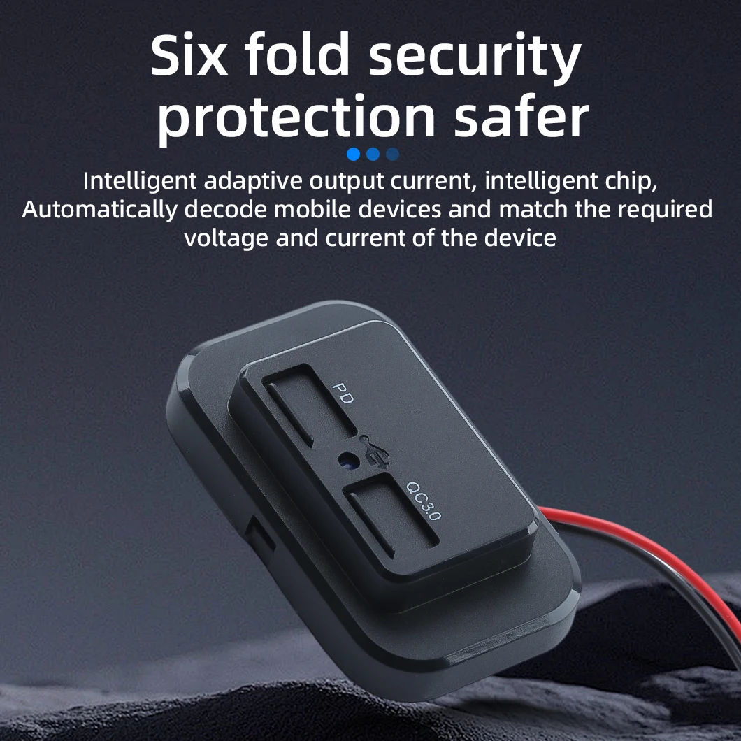 Car Modified Charger PD + QC3.0 Dual Port TYPE-C+USB Waterproof Fast Charger for 12-24V Cars  Phones and Laptop