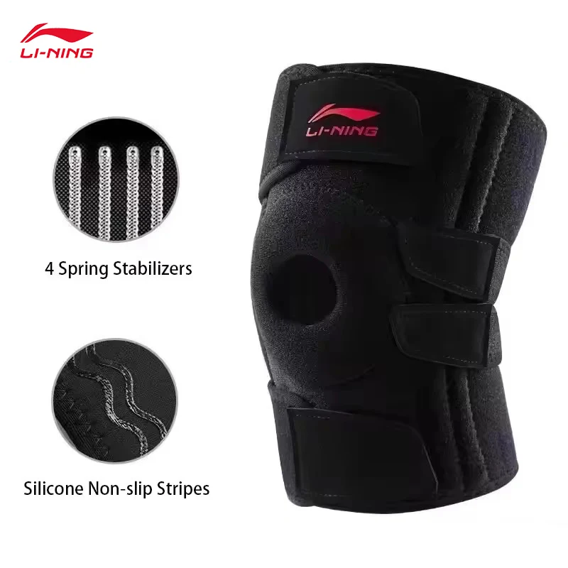 دعامة الركبة للجنسين من LI-NING مع وسادة جل الرضفة و4 مثبتات زنبركية لدعم الركبة لـ Meniscus Kneepad AXWU071