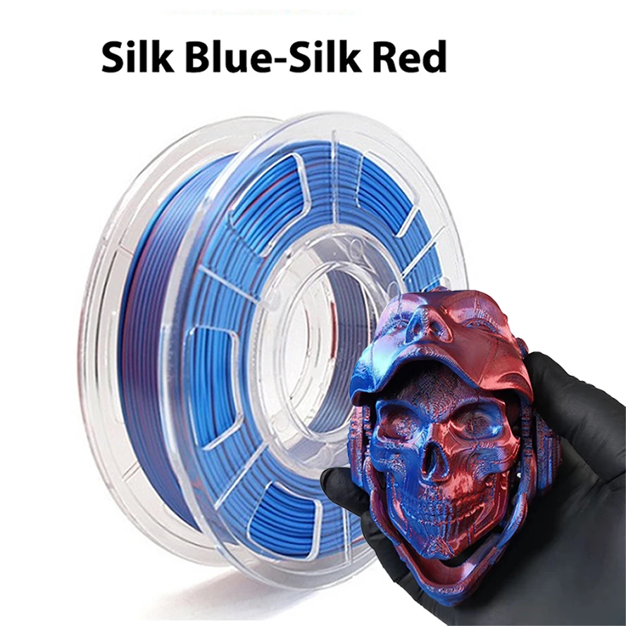 250g Silk PLA Filament 3D Printer Blue Red Dual Color 1.75mm 500g 1Kg 3D Printing Material Magic Two Colors Sublimation Duotone