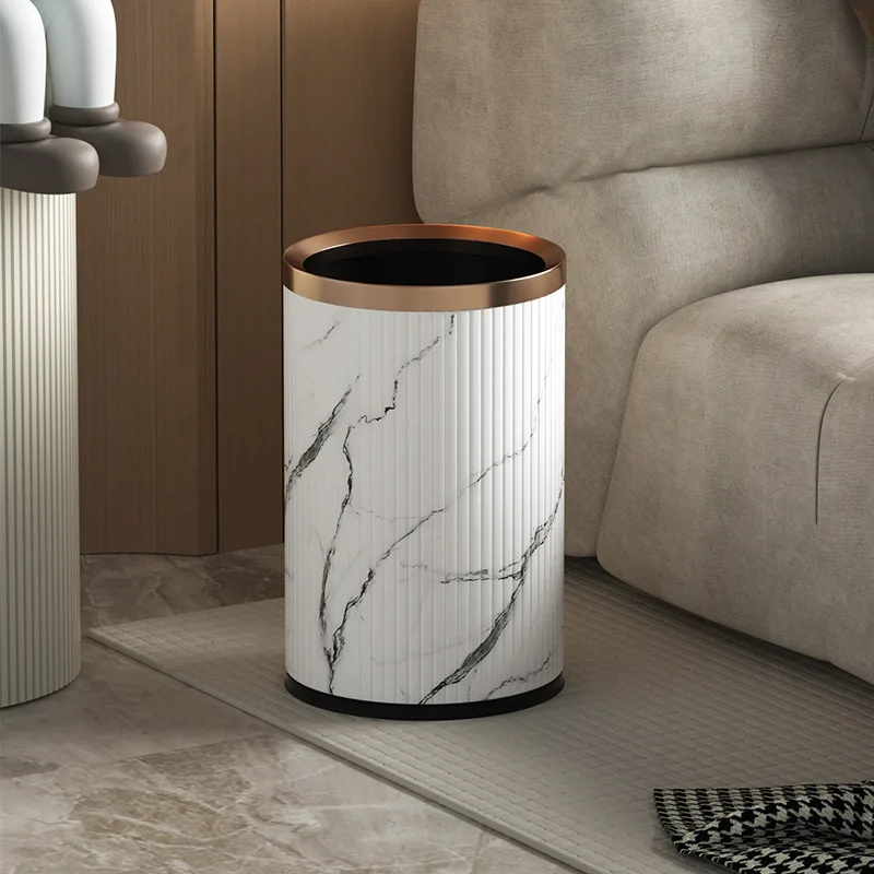 

Роскошный мусорный бак из металлической кожи, большой вместительный мусорный бак, минималистичный встроенный мусорный бак, средства для чистки дома, ванной комнаты, спальни