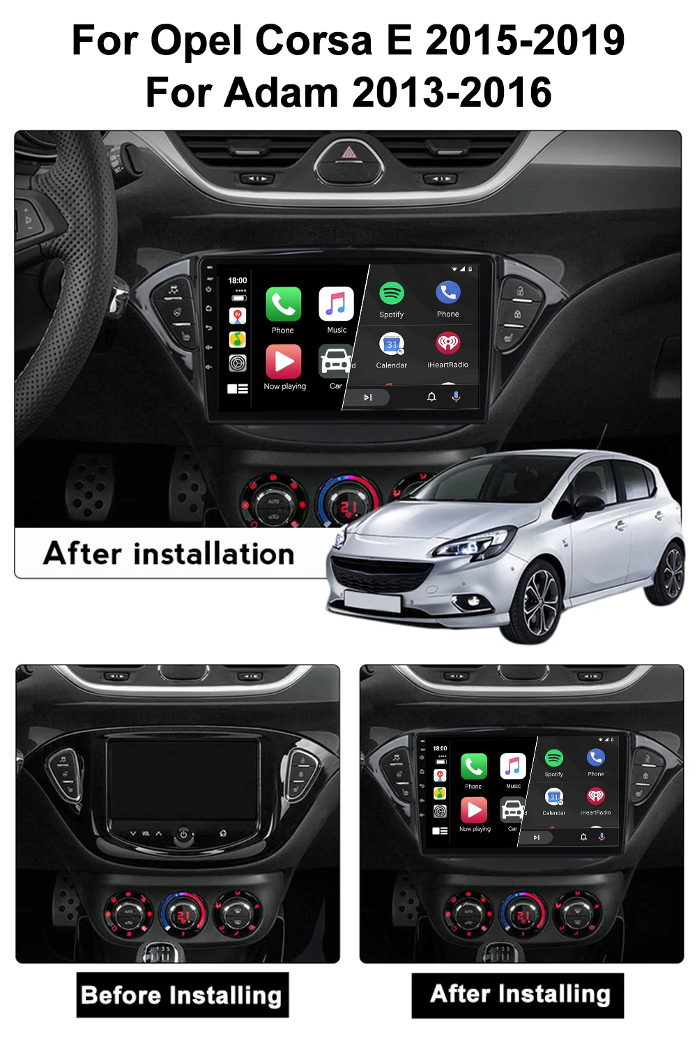 8+256GB Carplay Android 12 2 Din Auto Radio For Opel Corsa E 2015- 2019 For Adam 2013-2016 Car Multimedia Player GPS Navigation