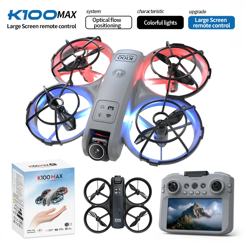 

Новый горячий дрон с контролем жестов K100 и голосовым управлением, 360° ° Flips, удержание высоты, радиоуправляемый вертолет FPV 2,4G для начинающих и взрослых 2026