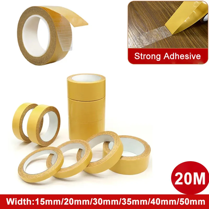 

20M Strong Double Sided Cloth Base Tape Double Sided Tape for Carpet No Residue Translucent Mesh Waterproof Tape 15-50mm Width
