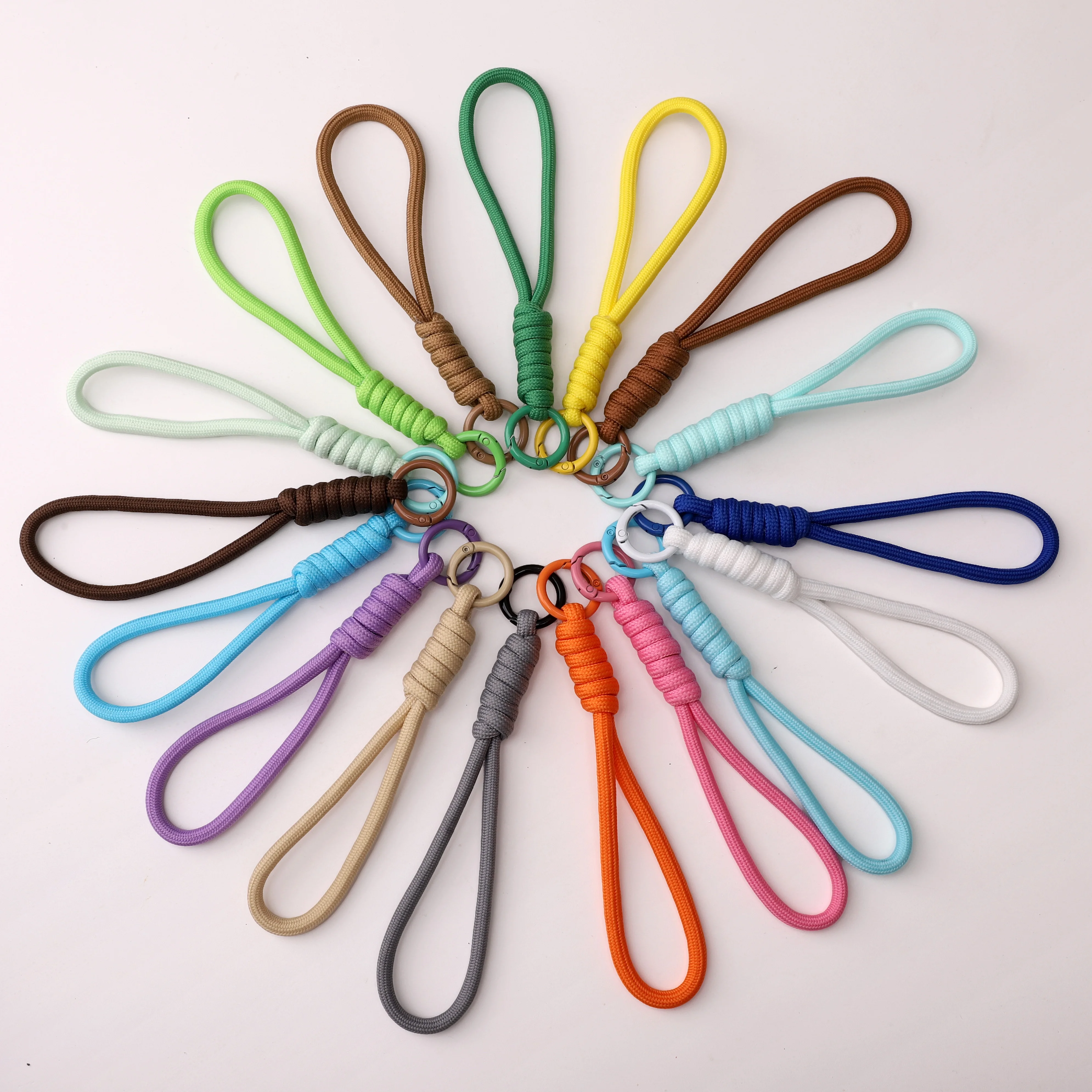 1pc Polyester Paracord Keychain Total Length 16cm Ring Diameter 23mm Wrist Lanyard for Phone Camera Bag Car Keys DIY Craft