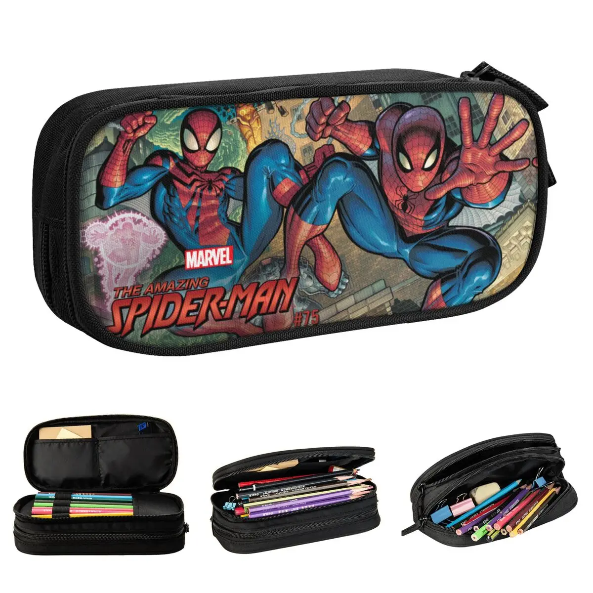 Trousse à crayons Spider-Man Comics, Cool Smile Hero, boîte à crayons pour étudiants, sac de grande capacité, fournitures scolaires, cadeaux de papeterie