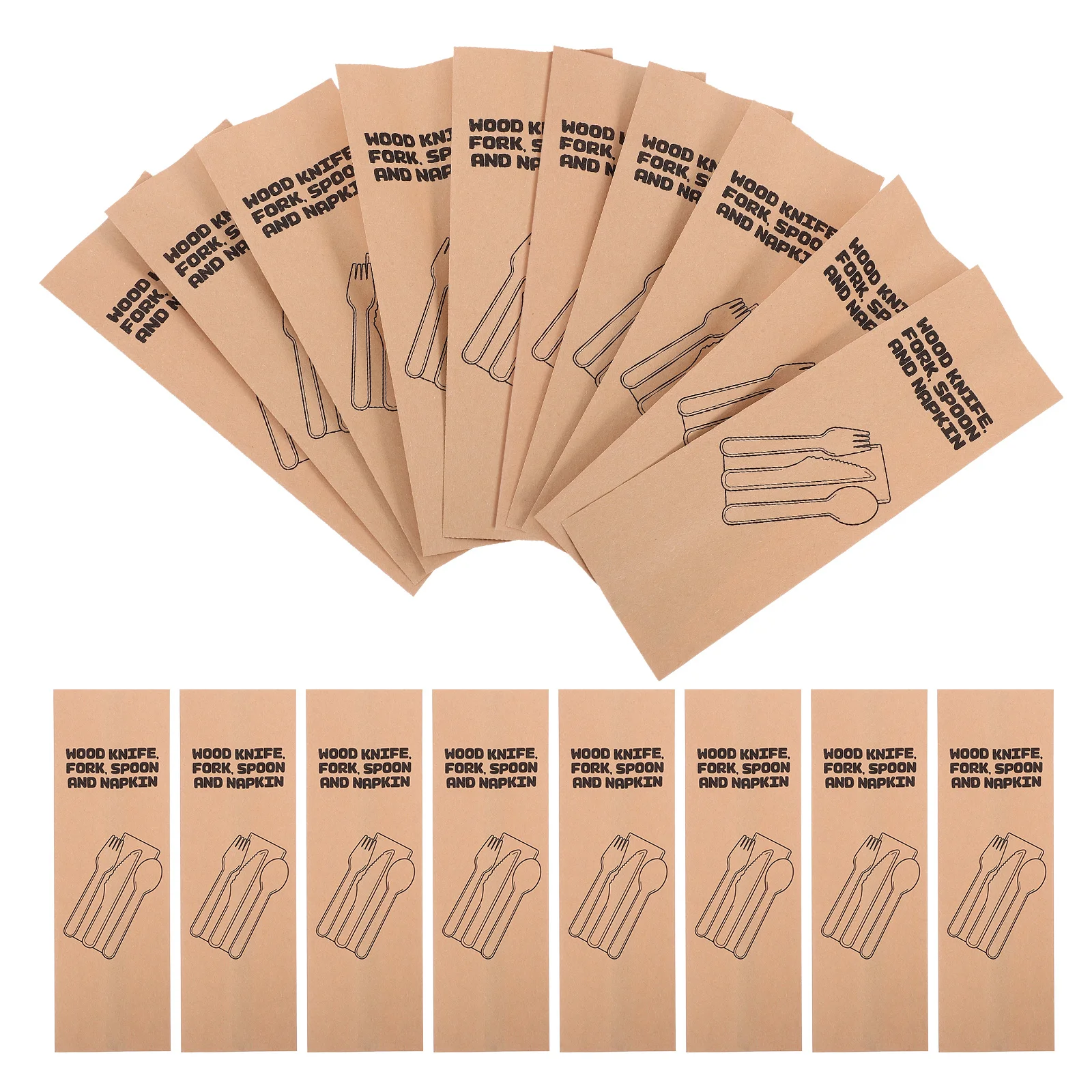 

100pcs Kraft Paper Cutlery Bags Disposable Silverware Holders for Party Kitchen Utensil Storage Bag Spoon Holder Event