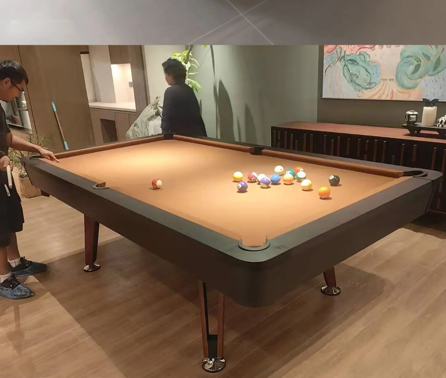 Cheap 7ft Chinese Slate Bed 9 Ball Pool Table with Solid Wood Legs and Wool Cushion