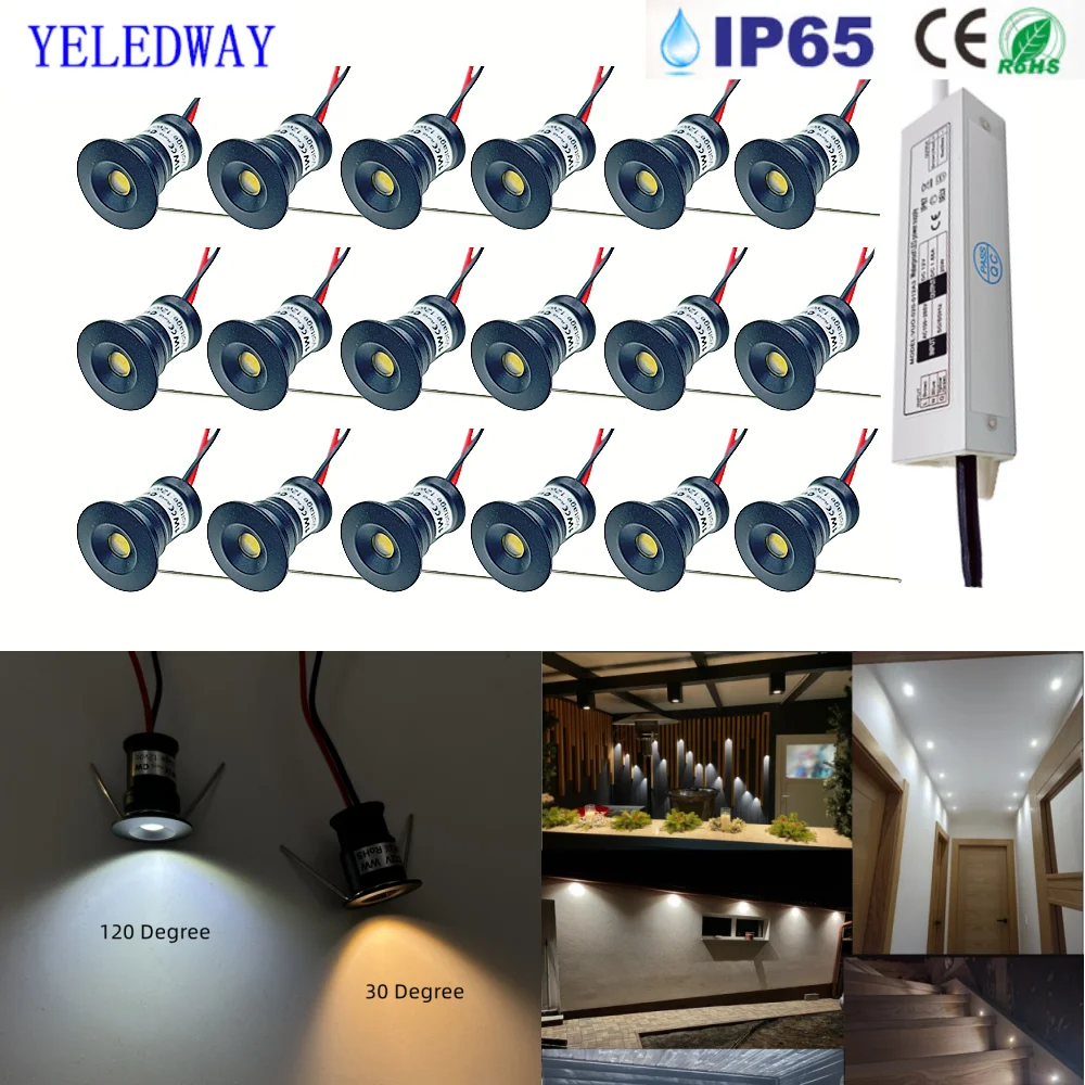 

1W Mini Leds Spotlights 15mm Recessed Indoor Spot Led 12V Kitchen Ceiling Lamp Stairs Cabinet Lights Downlight with Driver
