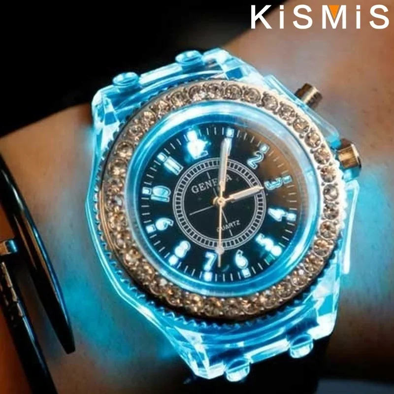 Fashion LED Sport Watches, Luminous Personality Rhinestone Design, Trendy Quartz Watch for Men, Women Couples, Chic & Practical