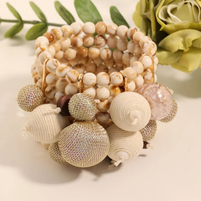 Statement Retro Multi-layer Beads Wide Version Bracelet Handmade for Women Girl