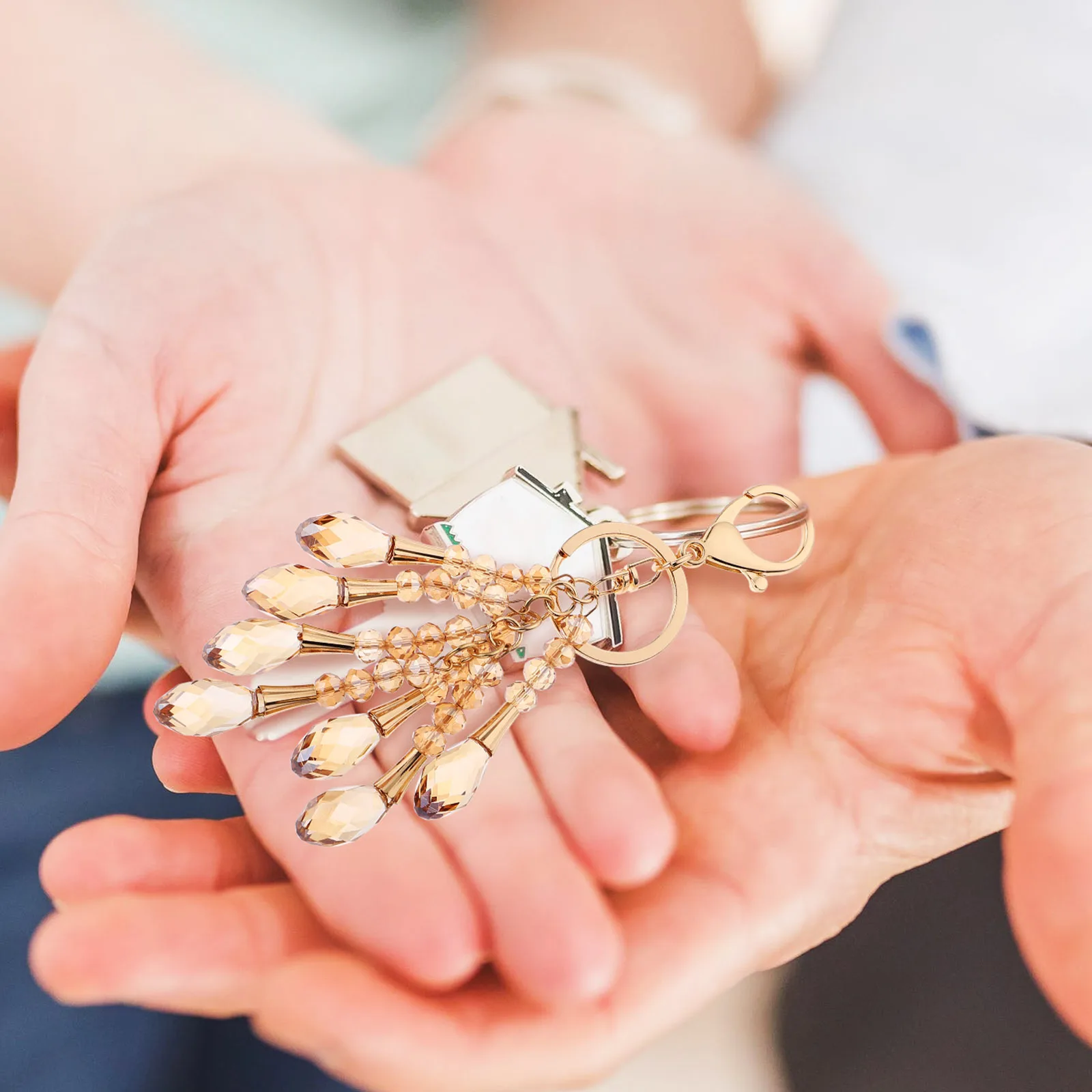 

Crystal Beaded Tassel Key Chain Compact Lightweight Car Key Pendant Bag Hanging Decoration Decorative Keychain Style Gift