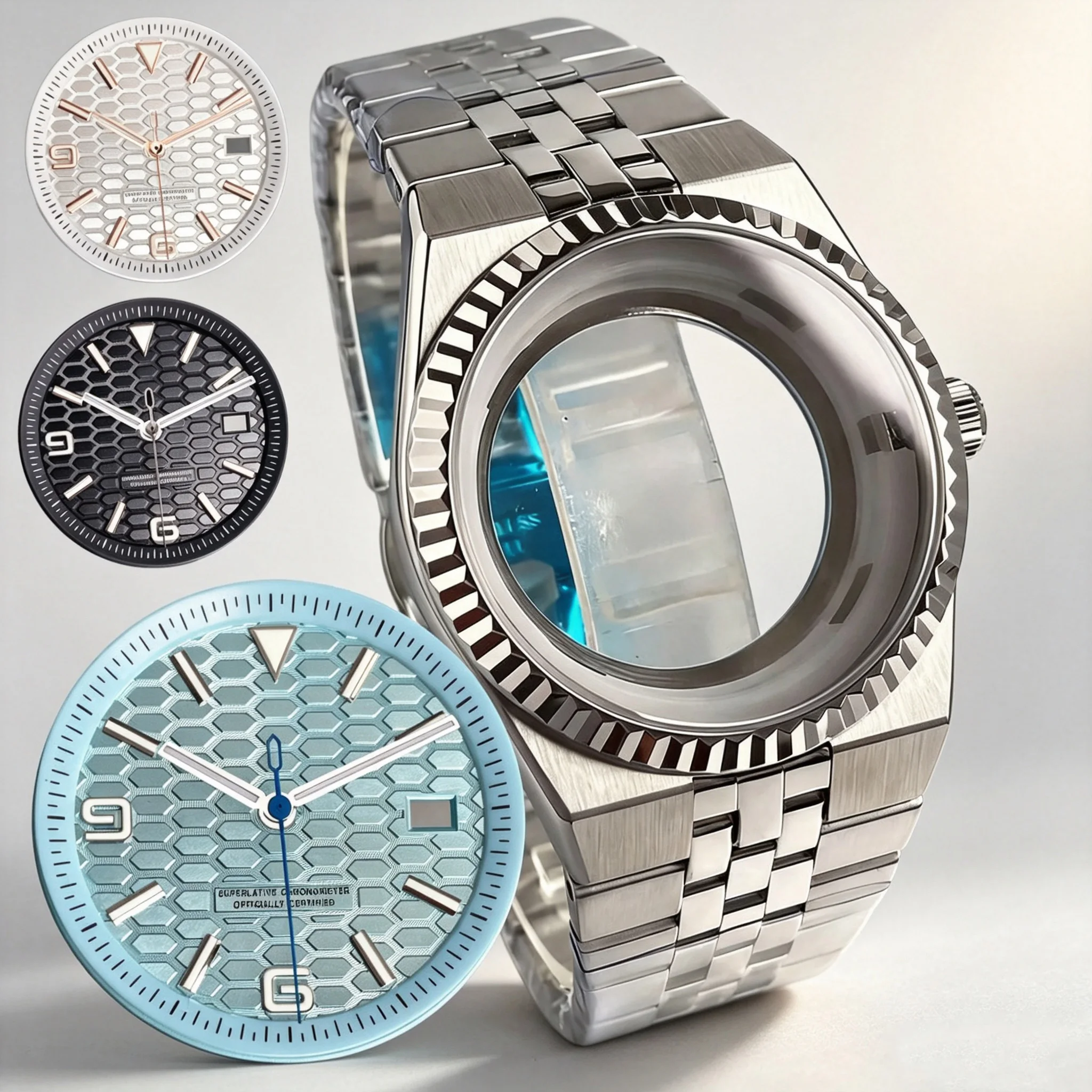 Uhrengehäuse der Land-Dweller-Serie, 41 mm, NH35-Ersatzteile, passend für NH36, NH38, automatische Herrenuhr, Saphirglas, durchsichtiger Gehäuseboden