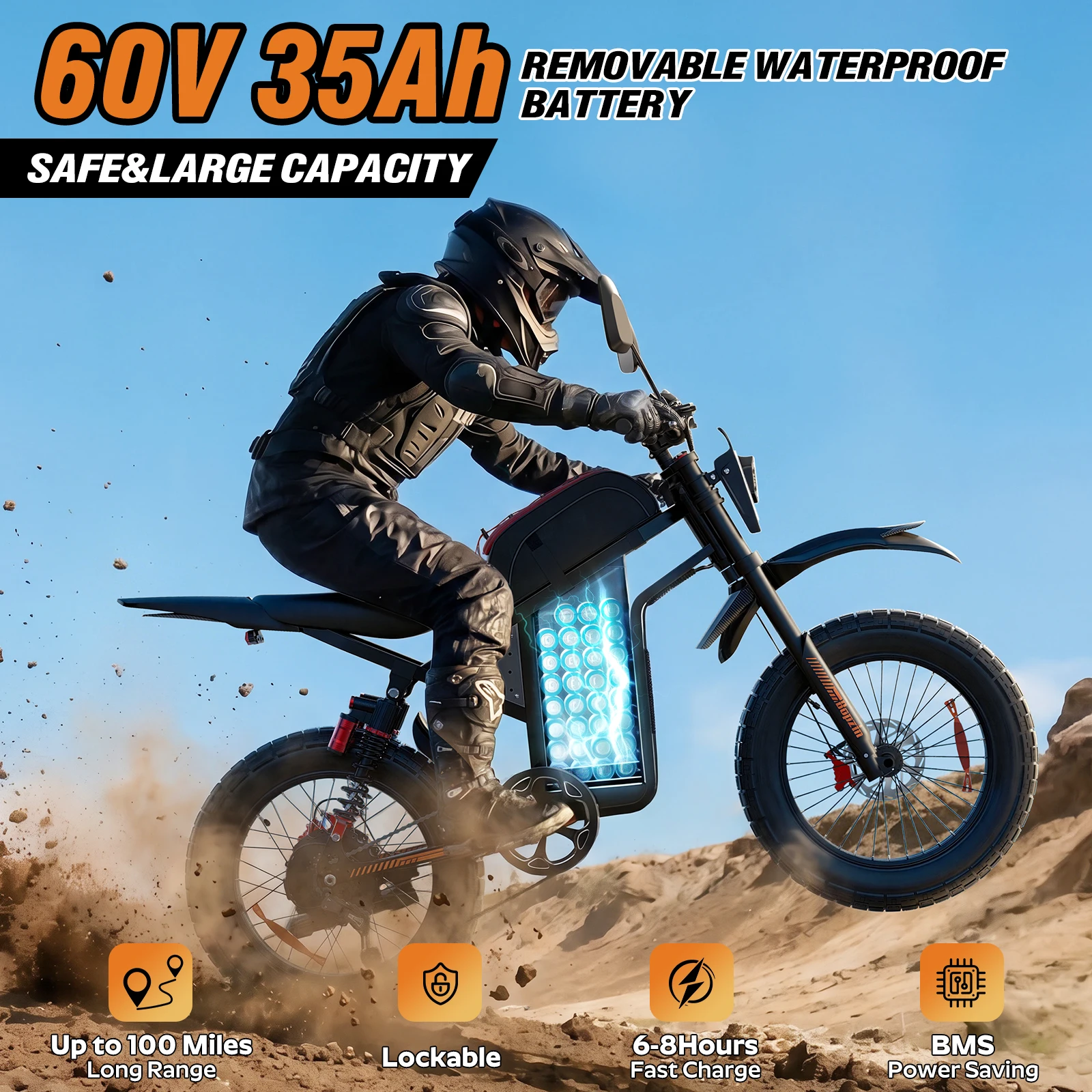 3000W 60V 35Ah M2000 Electric Dirt Bike For Adults 20