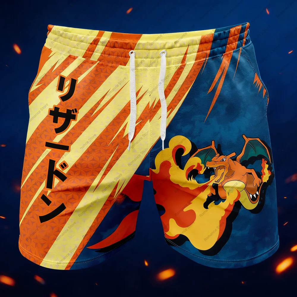 

Шорты Pokemon Eevee Gengar Charizard, пляжные шорты в стиле аниме, мужские летние повседневные быстросохнущие шорты на шнурке с карманами