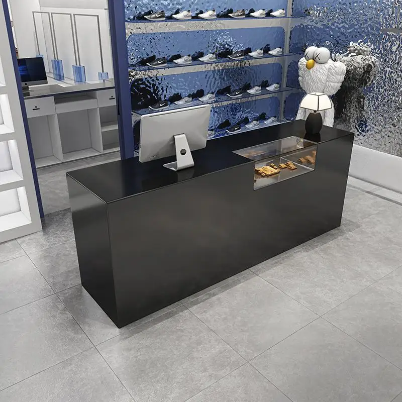 Women's jewelry store Bar checkout page Painting reception desk Stainless steel glass cabinet
