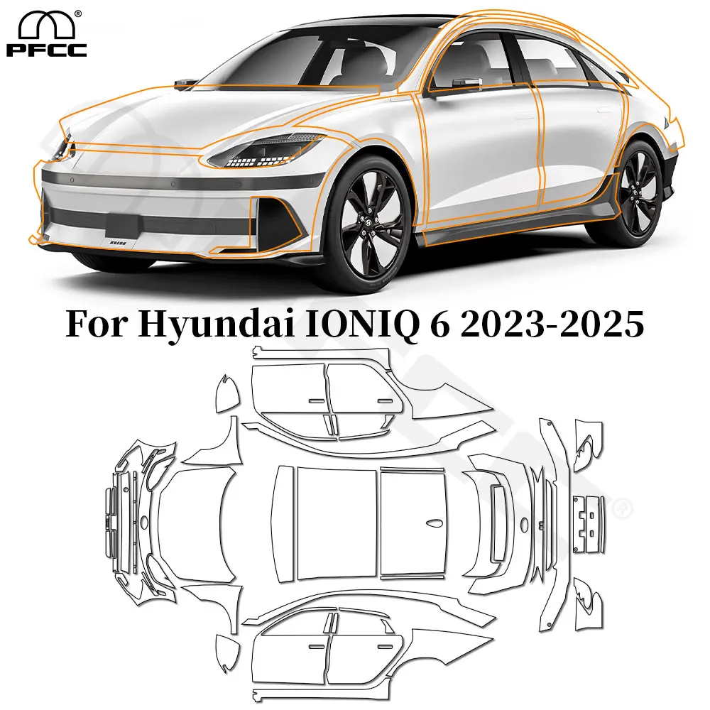 

For Hyundai Ioniq 6 2023-2025 TPU Paint Protection Film Anti-Scratch Car Body Clear Bra Pre-cut PPF Resistant Invisible Cover