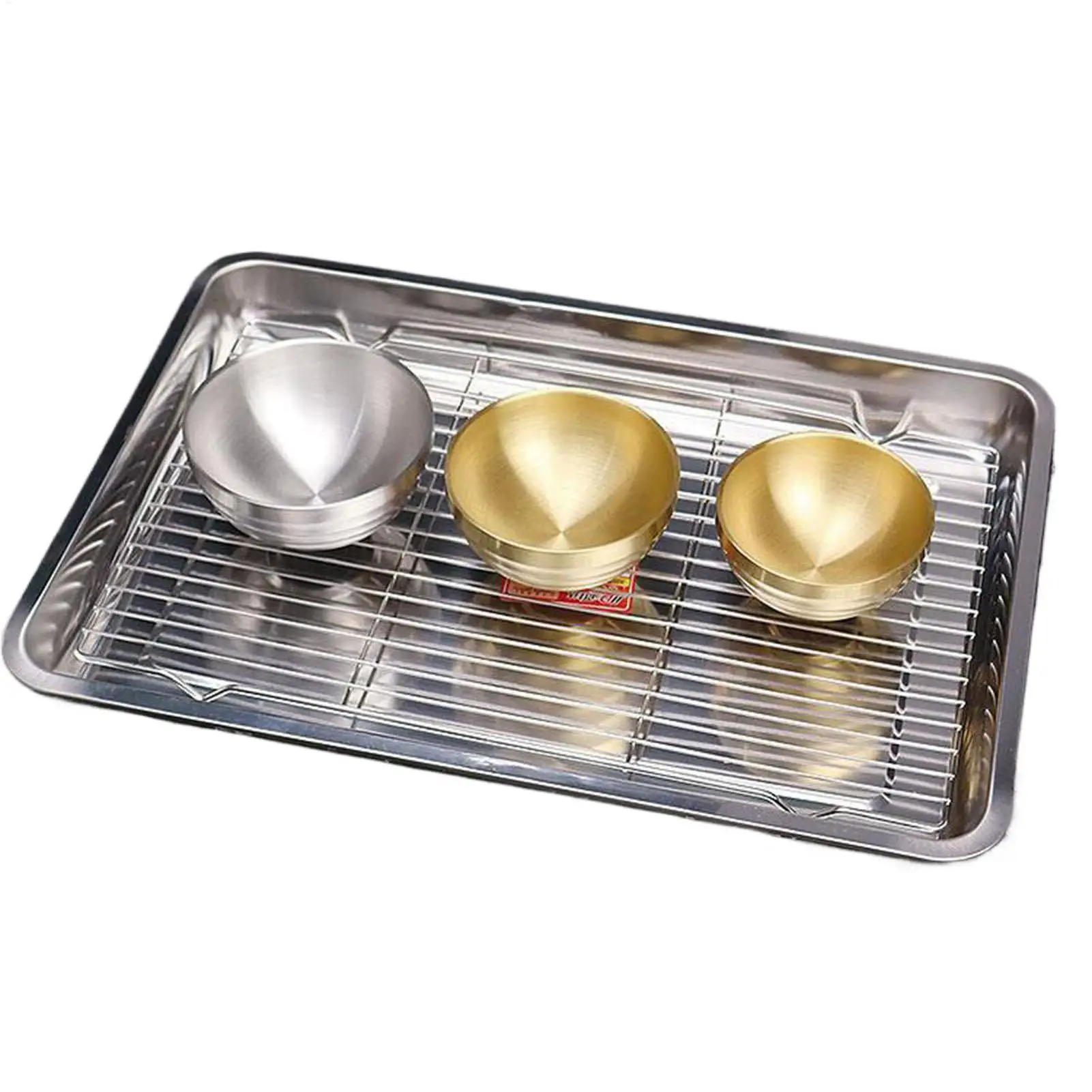 Sheet Pan Stainless Steel Non-Stick With Cooling Rack Oven Cookie Sheet Baking Tray For Fruit Vegetable Meat Bread Cake Kitchen