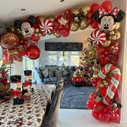 1 zestaw czerwony Glod balony Arch Garland zestaw cukierki Mickey Minnie Olaf kulki foliowe dekoracje na przyjęcie świąteczne sylwester Globos