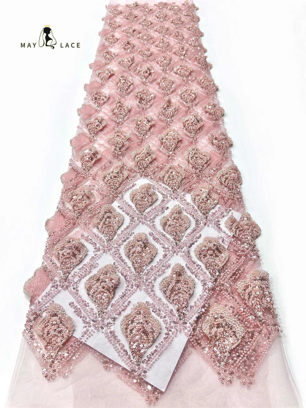 African Nigerian 3D Groom Lace Flower Fabric 2026 High Quality with Sequins Embroidery French Mesh Lace Fabric for Wedding Party